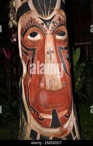 Belize Mayan Totem Head Foto Stock