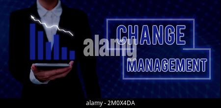 Didascalia di testo che presenta Change Management. Concetto significato Sostituzione della leadership in un'organizzazione nuove politiche Foto Stock