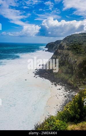La costa settentrionale dell'isola di Sao Miguel, Azzorre, Portogallo, Europa Foto Stock
