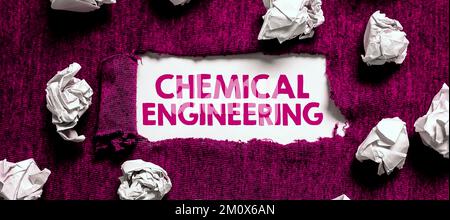 Scrittura a mano di testo Ingegneria chimica. Parola per lo sviluppo di cose che si occupano dell'applicazione industriale della chimica Foto Stock