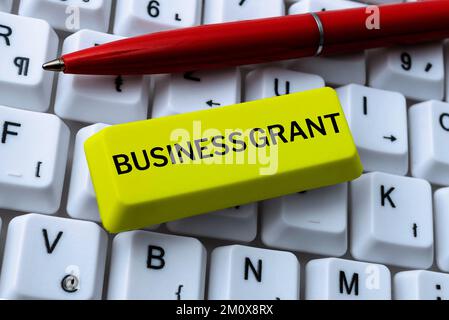 Cartello che mostra la concessione commerciale. Parola scritta sulle strategie di lavoro compire gli obiettivi Foto Stock