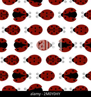 Pattern senza giunture vettoriale isolato Ladybugs Illustrazione Vettoriale