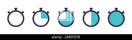 Timer, orologio, cronometro icone di set isolato. Etichettare il tempo di cottura. Illustrazione Vettoriale