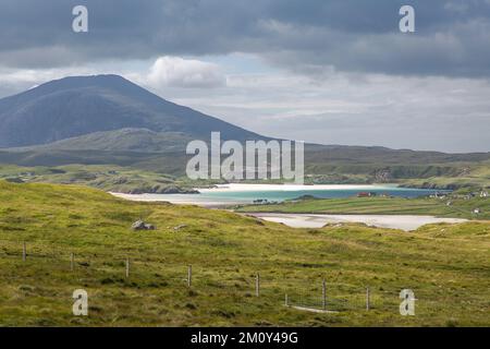 Uig Bay a Crowlista View, Uig, Lewis, Isola di Lewis, Ebridi, Ebridi esterne, Western Isles, Scozia, Regno Unito, Gran Bretagna Foto Stock