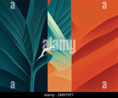 Una texture astratta a tema naturale con petali ed elementi floreali su uno sfondo colorato Illustrazione Vettoriale