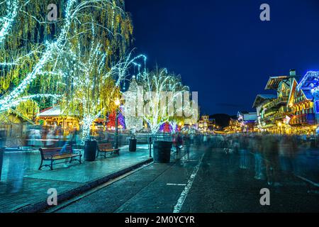 Illuminazione di Natale a Leavenworth, Washington Foto Stock