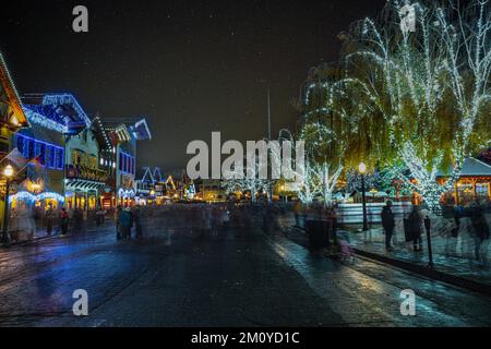 Illuminazione di Natale a Leavenworth, Washington Foto Stock