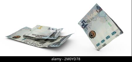 Serie di note riyal saudite isolate su sfondo bianco. rendering 3d. Foto Stock