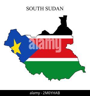 Illustrazione del vettore della mappa del Sud Sudan. Economia globale. Paese famoso. Africa orientale. Africa. Illustrazione Vettoriale