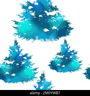 Inverno senza cuciture modello con alberi di abete . Blu alberi di Natale senza cuciture modello. Illustrazione vettoriale Illustrazione Vettoriale
