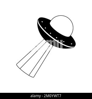 Tatuaggio UFO in stile Y2K, 1990s, 2000s. Design dell'elemento emo Goth. Tatuaggio della vecchia scuola. Illustrazione vettoriale Illustrazione Vettoriale