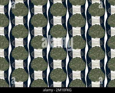 Ripetizione senza giunture, tema foresta, schizzo vettoriale minimalista Illustrazione Vettoriale