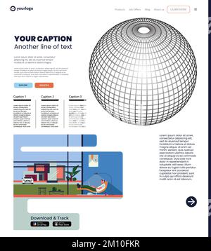 Landing page aziendale, progettazione UI UX, argomento generale Illustrazione Vettoriale