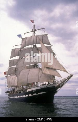 Barque francese Belem nel Solente, 1991 Foto Stock