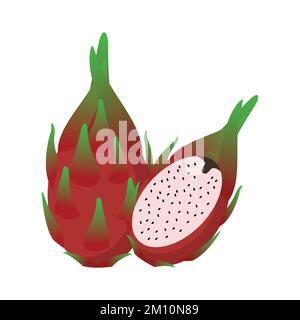 Dragon Fruit Flat design clip art vettoriale illustrazione isolata su sfondo bianco Illustrazione Vettoriale