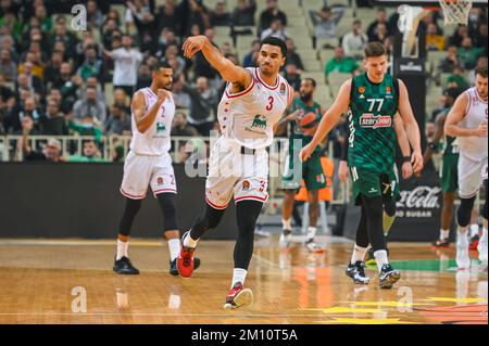 Atene, Lombardia, Grecia. 8th Dec, 2022. 3 NAZ MITROU-LONG di EA7 Emporio Armani Milano durante l'Eurolega, Round 12, incontro tra Panathinaikos Atene e EA7 Emporio Armani Milano allo Stadio OAKA il 8 dicembre 2022 ad Atene, Grecia. (Credit Image: © Stefanos Kyriazis/ZUMA Press Wire) Foto Stock