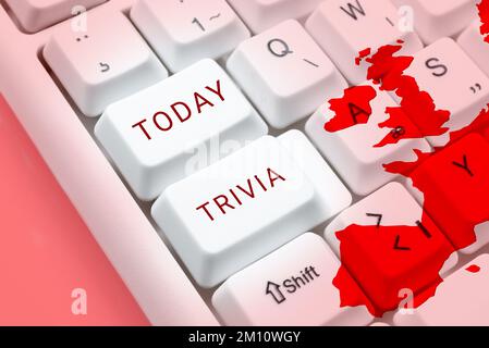Scrittura di testo visualizzato Trivia. Word per dettagli considerazioni pezzi informazioni poca importanza o valore Foto Stock