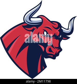 Testa di aggressivo Red Fighting Bull Illustrazione Vettoriale