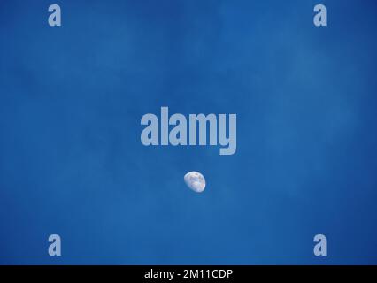 la luna piena galleggia sul cielo limpido di notte Foto Stock