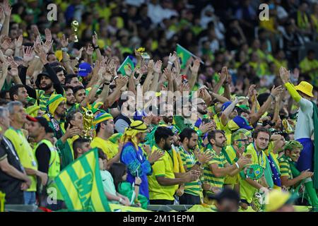 Al Rayyan, Qatar. 09th Dec, 2022. 9th dicembre 2022: Education City Stadium, al Rayyan, Qatar: Calcio della Coppa del mondo FIFA, quarti di finale, Croazia contro Brasile: I fan del Brasile guardano la loro squadra mentre la Croazia si tiene nel 1st metà credito: Action Plus Sports Images/Alamy Live News Credit: Action Plus Sports Images/Alamy Live News Credit: Action Plus Sports Images/Alamy Live News Foto Stock