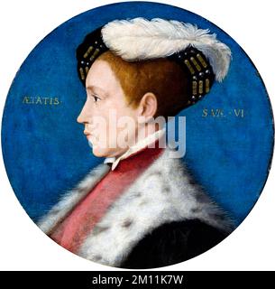 Edward VI. Ritratto di Re Edoardo VI d'Inghilterra (1537-1553) quando Duca di Cornovaglia, di Hans Holbein, il giovane (1497-1543), olio e oro su quercia, c, 1545 Foto Stock