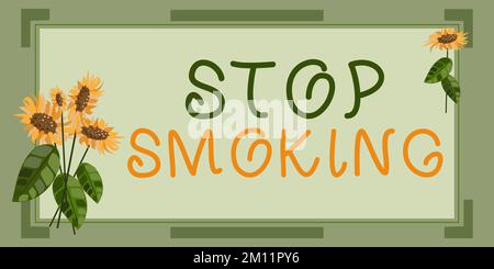Ispirazione che mostra il segno Stop Smoking. Vetrina aziendale interruzione o interruzione dell'uso della dipendenza dal tabacco Foto Stock
