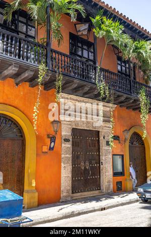 Sud America, Colombia, Departamento de Bolívar, Cartagena de Indias, Ciudad Amurallada, Residenza storica del privatatore inglese Sir Francis Drake Foto Stock