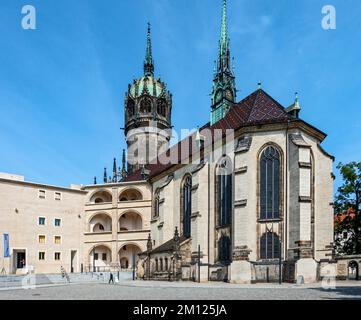 Chiesa del Castello, Chiesa della riforma è una chiesa sala tardo gotica con una cupola torre neo-gotica. Foto Stock