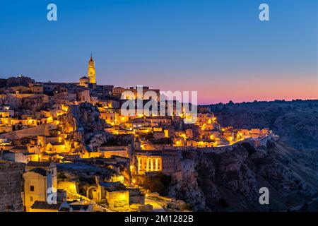 Matera, provincia di Matera, Basilicata, Italia, Europa. L'alba di Matera Foto Stock