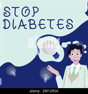 Testo scritto a mano Stop Diabetes. Business idea livello di zucchero nel sangue è superiore al normale insulina da iniettare Foto Stock