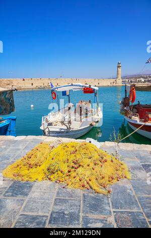 Porto veneziano, Rethymno, Creta, Isole greche, Grecia Foto Stock