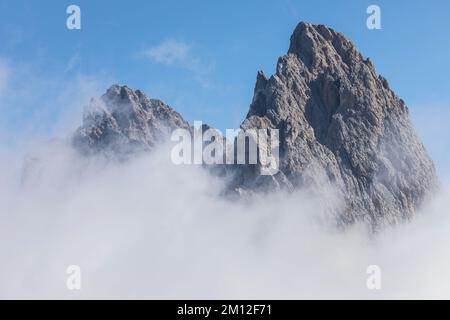 Europa, Italia, Alpi, Dolomiti, Monti, Alto Adige, Val Gardena, Geislergruppe / Gruppo delle Odle, Vista da Seceda Foto Stock