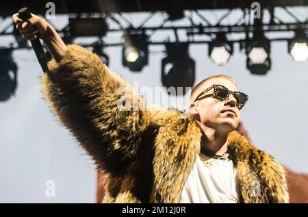 Il Bonnaroo Music and Arts Festival - Macklemore in concerto Foto Stock