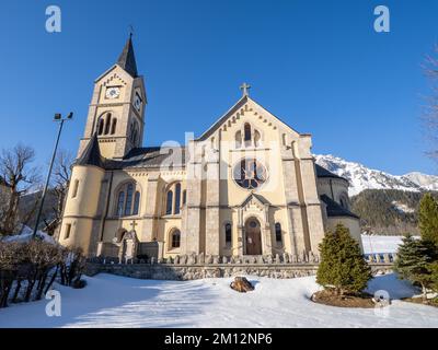 Chiesa protestante a Ramsau am Dachstein, Austria, Stiria, Europa Foto Stock