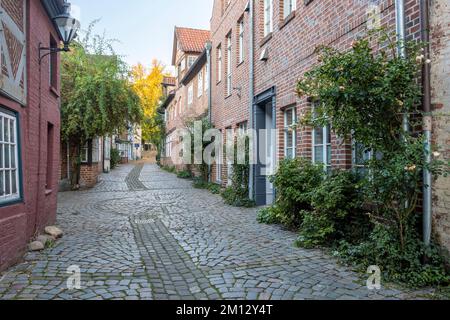 Vista sulla strada Auf dem Meere nel centro storico di Lüneburg Foto Stock