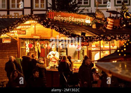 Mercatino di Natale 2022 a Soest. Stand di vendita. Foto Stock