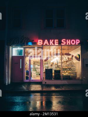 Insegna al neon vintage Tulip Bake Shop, Floral Park, New York Foto Stock