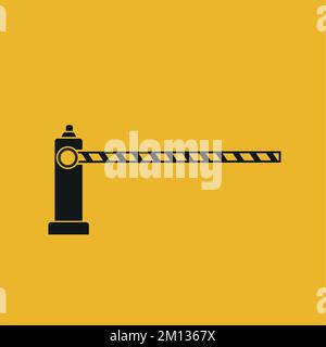 Illustrazione vettoriale creativa di un cancello di barriera per auto di parcheggio aperto e chiuso con segnale di stop isolato su sfondo trasparente. Art design strada st Illustrazione Vettoriale