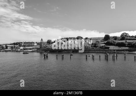 Foto in bianco e nero del vecchio molo di Swanage Foto Stock