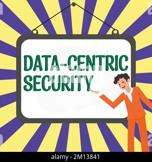 Didascalia di testo che presenta la sicurezza incentrata sui dati. La foto concettuale riguarda i valori recuperati dal database dal Web Foto Stock