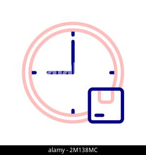 Icona tempo stimato di arrivo pacco, consegna pacco stimata. Illustrazione Vettoriale