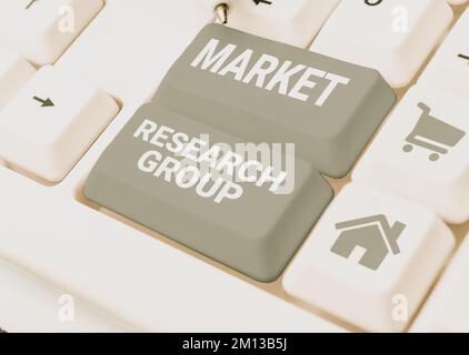 Didascalia concettuale Market Research Group. Vetrina aziendale raccogliere informazioni sui mercati di destinazione o sui clienti Foto Stock