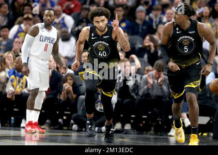 San Francisco, Stati Uniti. 23rd Nov 2022. Il Golden state Warriors' Anthony Lamb (40) festeggia dopo aver segnato contro i Los Angeles Clippers nel secondo trimestre al Chase Center di San Francisco mercoledì 23 novembre 2022. (Foto di Ray Chavez/Bay Area News Group) Credit: Sipa USA/Alamy Live News Foto Stock