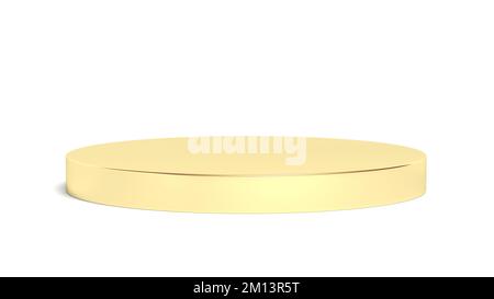 Podio cilindro oro isolato su sfondo bianco. illustrazione 3d. Foto Stock