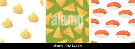 Nachos messicani senza cuciture modello illustrazione in stile cartone animato Illustrazione Vettoriale