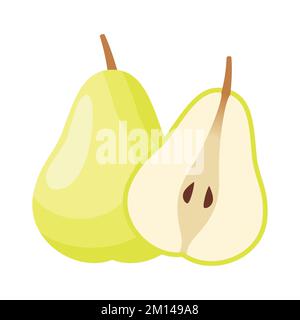 Nashi Pear disegno piatto clip art vettoriale isolato su sfondo bianco Illustrazione Vettoriale