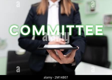 Commissione di segno di scrittura della mano. Foto concettuale Gruppo di persone nominate per una specifica funzione lavoro di squadra aziendale Foto Stock