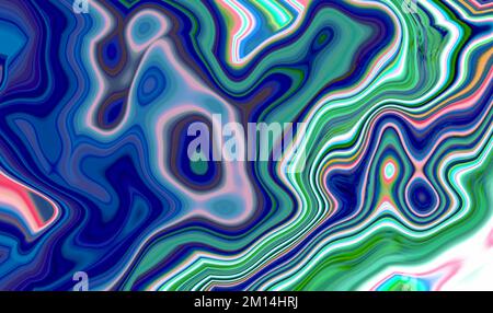 Abstract sfondo al neon blu-verdi macchie di liquido acrilico onde di vernice Foto Stock