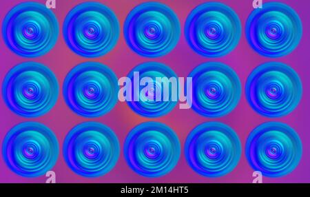 Cerchi astratti in un pattern astratto sfocato in blu neon Foto Stock