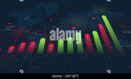 Elaborazione innovativa dei dati aziendali e analisi non strutturata dei big data, visualizzazione dell'organizzazione di database, analisi finanziaria globale e dati Foto Stock